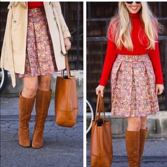 ANTHROPOLOGIE MAEVE ROSIA SKIRT BROCADE FLORAL METALLIC NEW SZ XL - Picture 3 of 15